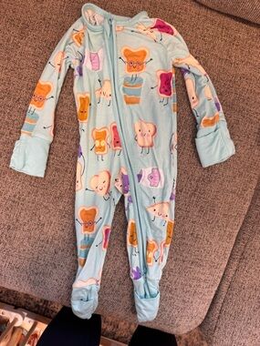 Little Sleepies Light Blue Toast & Jam Footed One-Piece